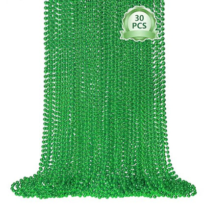 SHAOQINLIN 30 PCS St. Patricks Day Beads Necklace, 33" Green Mardi Gras Beads Christmas Necklaces Irish Saint Patricks Necklaces for St. Patricks Day Mardi Gras Parade Throws Birthday Party Favors - color: Green