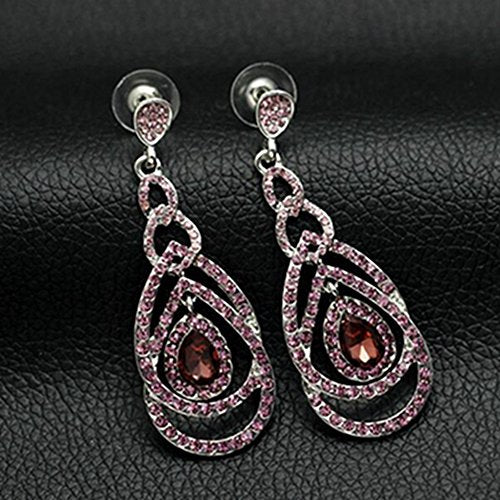 Cute Hollow Crystal Rhinestone Teardrop 8-Shaped Long Dangle Earrings for Women Fashion Strand Jewelry - style: Style03