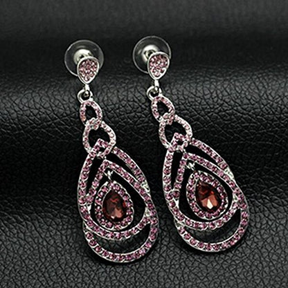 Cute Hollow Crystal Rhinestone Teardrop 8-Shaped Long Dangle Earrings for Women Fashion Strand Jewelry - style: Style03
