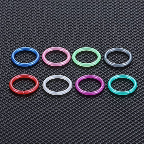 Oveta 8-32PCS 16G/20G Nose Rings Hoop Retainer Colorful Clear Bioflex Acrylic Septum Rings Cartilage Tragus Earrings Piercing Retainer Seamless Ring Hoop 5/16'' or 3/8'' - style: 16G 5/16'' Ring