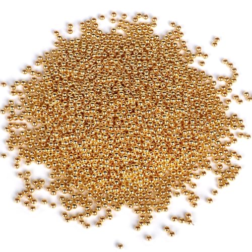 8000PCS Gold Beads for Jewelry Making 4mm Small Seed Beads Bulk | Round Spacer Beads with Holes for Bracelet Necklace Earrings Crafting - color: gold(4mm)