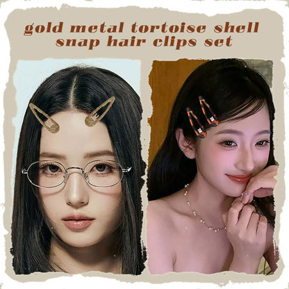 Gold Metal Tortoise Shell Snap Hair Clips Barrettes Pins for Women Girls Blonde Small Sequin Clip Leopard Print Clips Barrettes Hairpins Aesthetic Decorative Bangs Side Clip Set 12 PCS