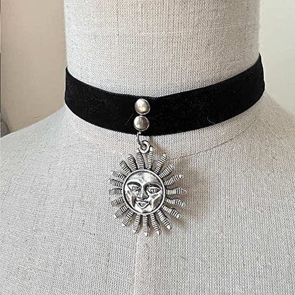 Harajuku Gothic sun pendant necklace collar Lace Choker Necklace