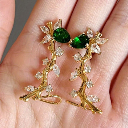 Exquisite Zirconia Tree Branch Climber Studs for Women Party Banquet Fashion Earrings Jewelry - color: gold