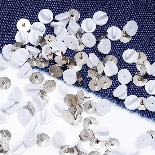 400pcs PVC Rubber Butterfly Clutch Pins Tie Tacks Blank for Uniform Badges Backing Holder Clasp Lapel Enamel Pins(200 Sets),White - color: White