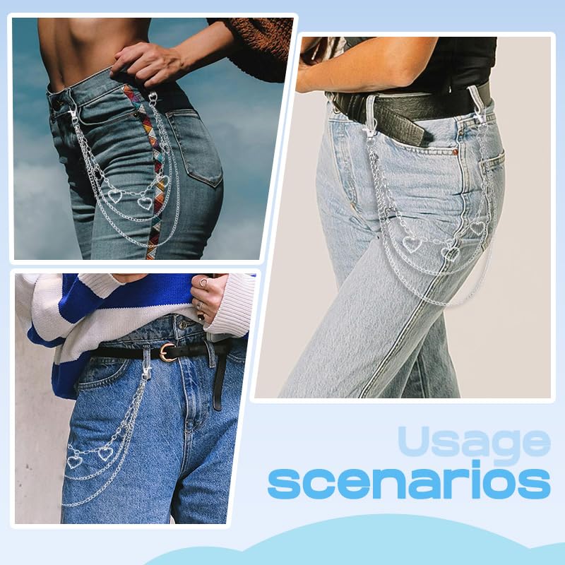 Goth Pants Chain Charms for Women Men Punk Layered Jean Chains Gothic Y2k Pocket Chain for Women Hip Hop Waist Chains - color: Heart