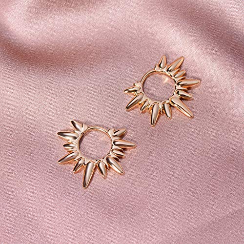 LOYATA Gold Huggie Hoop Earrings 14K Gold Plated Dainty Small Simple Hypoallergenic Jewelry Gift for Women - style: Spike