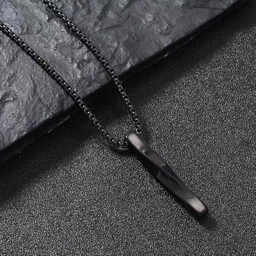 FANASY Natural Gemstone Pendant Necklace for Men Healing Crystal Pendant Adjustable Black Rope Necklace Jewelry Gifts for Women Men - color: Steel-Black
