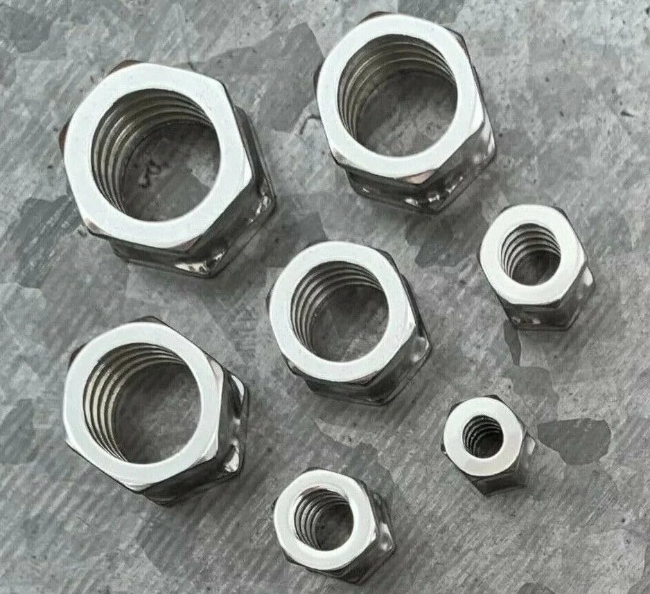 PAIR of Steel Hexagon Screw Bolt Tunnels Double Flare Plugs Earlets Gauges - style: 1/2" (12mm)