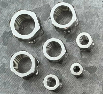 PAIR of Steel Hexagon Screw Bolt Tunnels Double Flare Plugs Earlets Gauges - style: 7/8" (22mm)