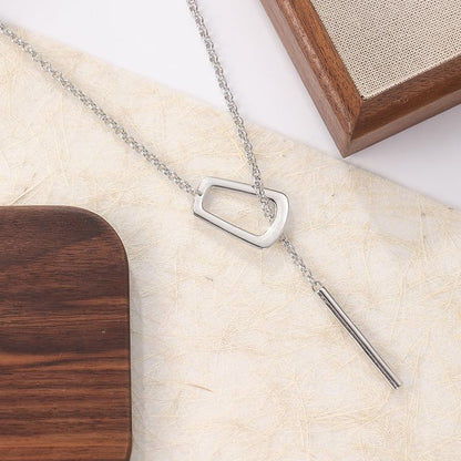 Large Statement Y-Necklace for Women – Bold Adjustable Lariat Pendant, Stainless Steel Geometric Link Chain, Minimalist Holiday Gift Modern Y-Shaped Necklace for Men Women