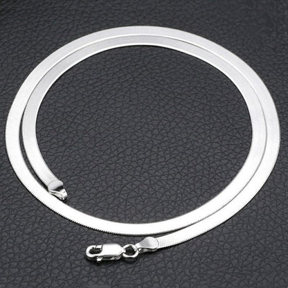 Minimalist 4MM Snake Bone Chain Necklace - 925 Sterling Silver Herringbone Flat Magic Chain for Men Women - Short Collarbone Blade Chain 20 Inches - size: 20 inches