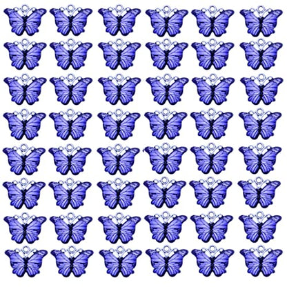 Zhiheng 50 Pack Alloy Butterfly Charms Monarch Butterfly Enamel Pendant Beads for Jewelry Making DIY Earring Necklace Bracelets Accessories Wine Charms - color: Blue