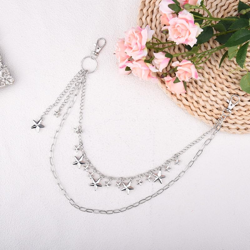 Goth Pants Chain Charms for Women Men Punk Layered Jean Chains Gothic Y2k Pocket Chain for Women Hip Hop Waist Chains - color: Star 2