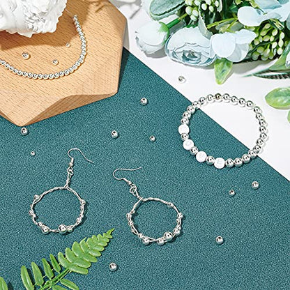 PH PandaHall 5 Sizes Smooth Round Beads, 300pcs 14K Silver Plated Beads Little Round Bead Seamless Ball Bead Long-Lasting Spacers for Hawaii Layered Bracelet Necklace Jewelry DIY Crafts 2/3/4/5/6mm - color: Silver