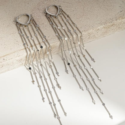 ASOQOLA Long Tassel Dangle Drop Earrings for Woman Tassel Dangling Earrings 925 Silver Chandelie dangling earring for Prom Fashion Jewelry - color: B Silver
