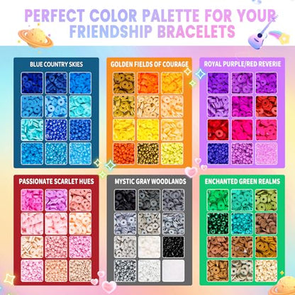 Goldwise Friendship Bracelet Kit 4 Boxes-13078 Pcs 72 Colors Bracelet Making Kits with Clay, Glass Seed and 3 Styles Letter Beads with Charms for DIY Craft Gift - size: 4 Boxes-Eras