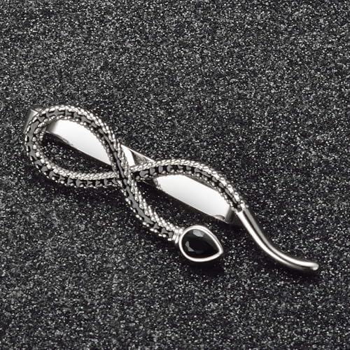 Silver Tie Clip for Mens Stainless Steel Novelty Feather Bat Bee Tie Bar Suitable For Necktie Bar Clip - style: Snake Tie Bar Black 1