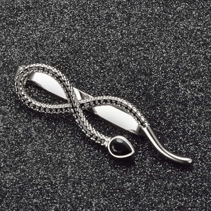 Silver Tie Clip for Mens Stainless Steel Novelty Feather Bat Bee Tie Bar Suitable For Necktie Bar Clip - style: Snake Tie Bar Black 1