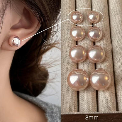 Natural Freshwater Cultured Pearl Stud Earrings, AAAA+Handpicked, Sterling Silver 18K Gold Plated Hypoallergenic Earring Studs Jewelry For Women - color: Pink light, size: 8mm