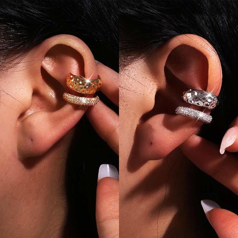 Ear Cuffs for Women – Clip On Cartilage Hoop Earrings – Huggie Hoop Earrings Jewelry Gifts - color: C