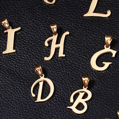 Initial Charms Gold Initial Pendant 14k Gold Letter Charm Name Pendant for Women and Men - style: D