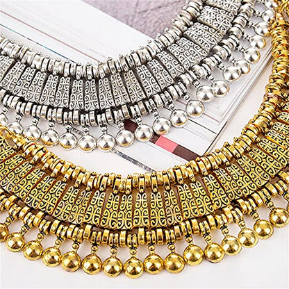 LUREME Vintage Engraved Coin Bib Statement Necklace Clavicle Necklace (01003295) - style: Antique Silver B