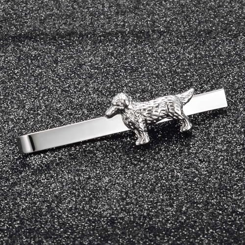 Silver Tie Clip for Mens Stainless Steel Novelty Feather Bat Bee Tie Bar Suitable For Necktie Bar Clip - style: Dog Tie Clip