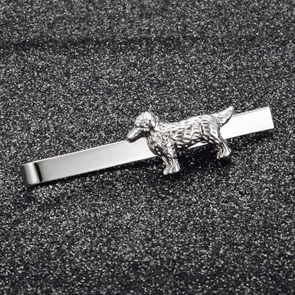 Silver Tie Clip for Mens Stainless Steel Novelty Feather Bat Bee Tie Bar Suitable For Necktie Bar Clip - style: Dog Tie Clip