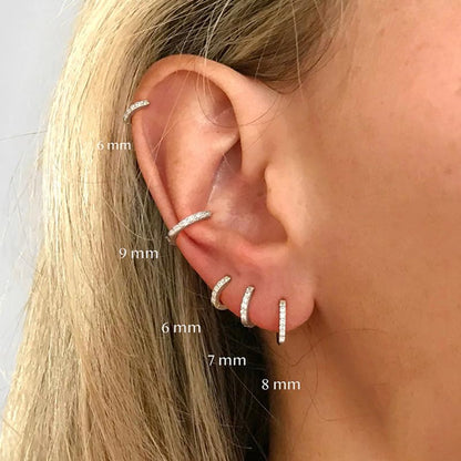 3 Pairs Huggie Hoop Earrings,Cartilage Hoop Earring Cubic Zirconia Cuff Surgical Stainless Steel Earrings - color: Silver CZ Hoop/stud earring
