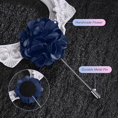M METERXITY Flower Lapel Pins for Men, Boutonnieres Pin Camellia Flower Groom Boutonnieres for Wedding/Graduation - color: Navy Blue