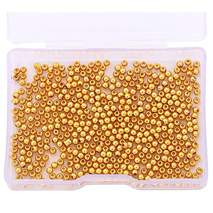 18K Gold Plated Round Spacer Beads 2.5mm 500pcs for Jewelry Making Findings Non Tarnish - color: 18K Gold, size: 2.5mm