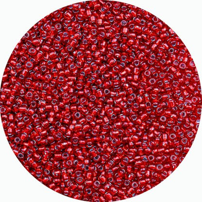 2mm Glass Seed Beads Bulk, Deep Red with Silver 12/0 Tiny Round Seed Bead, Small Mini Pony Craft Beads for Bracelet Necklace Wrist Jewelry Making Beading Weaving DIY Crafts Supplies - color: Deep Red with Silver