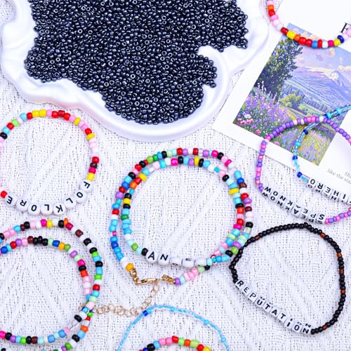 2000pcs Glass Seed Beads Bulk, 4mm 6/0 Mini Pony Spacer Small Individual Color Seed Beads for DIY Bracelet Necklaces Wrist Jewelry Making, Gunmetal Black - color: Gunmetal Black