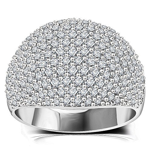 Diamond Accent Dome Ring - Sliver Fashion Rings for women Big Hollow Women Wedding Band Cubic Zirconia Statement Rings for women 5-11 - color: White