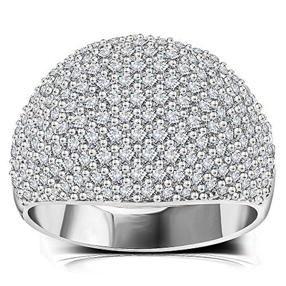 Diamond Accent Dome Ring - Sliver Fashion Rings for women Big Hollow Women Wedding Band Cubic Zirconia Statement Rings for women 5-11 - color: White