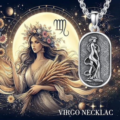 SIMONLY Zodiac Necklace 925 Sterling Silver Constellation Necklace Zodiac Sign Necklaces Horoscope Jewelry Christmas Birthday Astrology Gifts for Women Men Unisex - style: Virgo