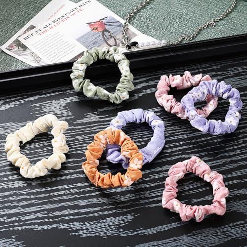 30 Pcs Small Scrunchies No Damage Hair Ties for Women | Hair Accessories Ponytail Holders, Elastic Soft Rubber Bands for Thick Thin Hair (Flowers Theme) - color: Flowers Theme