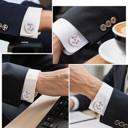 Religious Cufflinks for Men Christian Gifts for Dad Son Grandpa Fathers Day Gift for Husband Uncle Man Of God - style: man of god 02