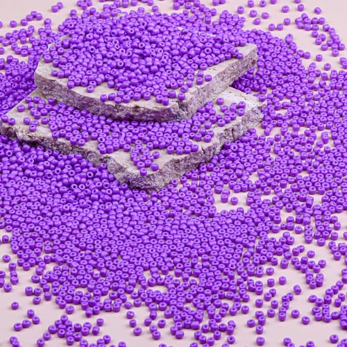 2mm Glass Seed Beads Bulk, Light Purple 12/0 Tiny Round Seed Bead, Small Mini Pony Craft Beads for Bracelet Necklace Wrist Jewelry Making Beading Weaving DIY Crafts Supplies - color: Light Purple