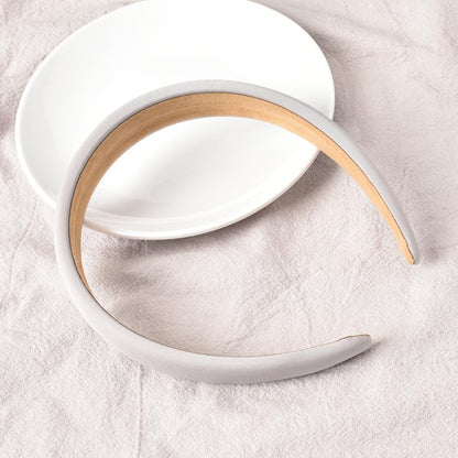 Padded Grey Headband for Women - Wide Non-Slip Fabric Hairband, Thick Sponge Hoop Hair Accessory for Girls - color: Grey