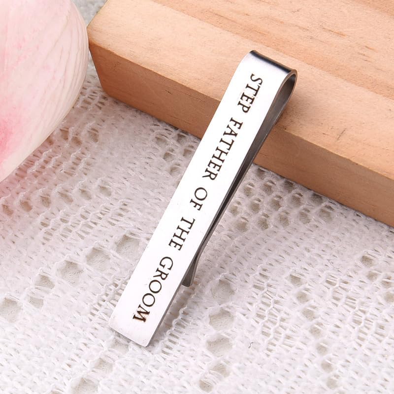 Step Father of The Bride Groom Gifts from Daughter Son, Stepfather of The Groom Bride Tie Clip Gifts for Wedding Day for Dad - style: step father of groom