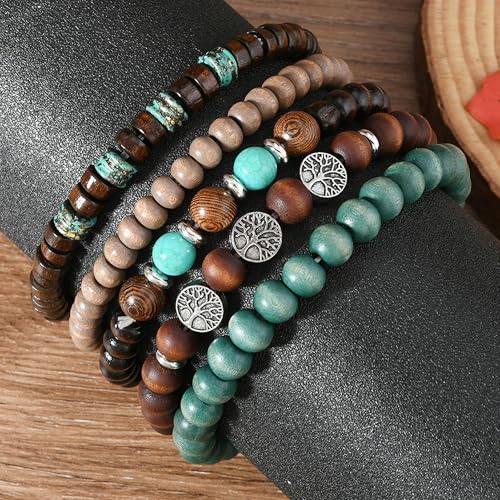 Long tiantian Boho Bracelets for Women Stackable Wooden Bracelet Western Beaded Bracelet Stack Boho Fashion Trendy Jewelry Gifts - color: A3:boho bracelets