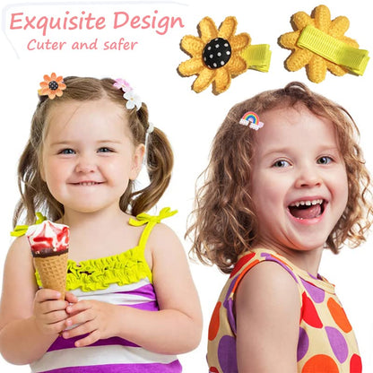 28 PCS Cute Hair Clips Fashion Girls Hair Accessories Flower Fruit Colorful Rainbow Candy Dessert Lovely Animal Barrettes Set Non-slip Metal Snap Pins for Girls Kids Teens Toddlers (Style A) - color: Style A