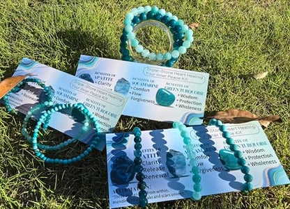 4mm 6mm 8mm Healing Crystal Bracelets for Women Men Natural Stone Beaded Stretch Bracelet Handmade Gemstone Reiki Spiritual Jewelry Gifts - color: Apatite+Aquamarine+Green Turquoise-Healing, size: 4mm
