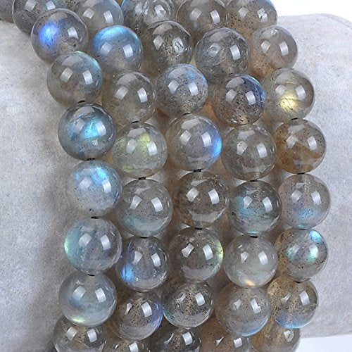 MASSIVE BEADS Natural Healing Power Gemstone Crystal Beads Unisex Adjustable Macrame Bracelets - color: Labradorite, size: 8mm