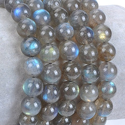 MASSIVE BEADS Natural Healing Power Gemstone Crystal Beads Unisex Adjustable Macrame Bracelets - color: Labradorite, size: 8mm