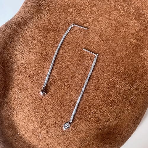 Tassel Earrings for Women Gold Plated Silver Chain Earrings Dainty Minimalist Dangle Drop Studs - color: J-Silver with One Sparky Chain