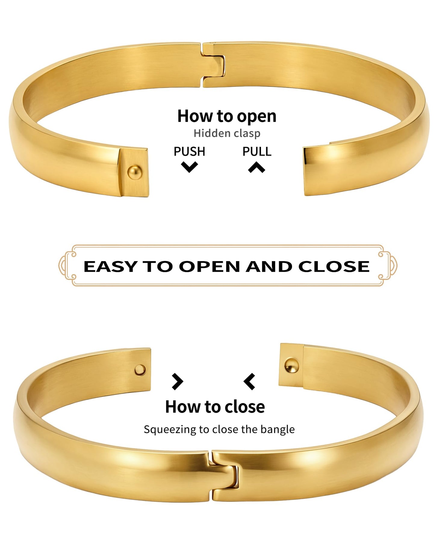 Bangle Bracelets for Women Dainty 14k Gold Plated 8MM 6MM 4MM Stainless Steel Bracelet Stack Trendy Oval Polished Finish Cuff Bangles Fashion Jewelry
