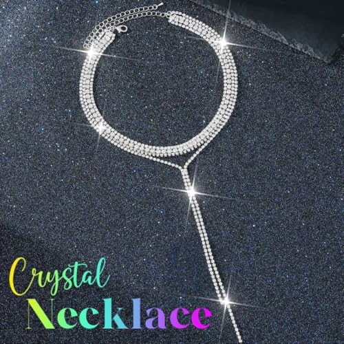 Unicra Black Rhinestone Necklace Diamond Choker Necklaces Formal Bridal Prom Fashion Costume Jewelry Necklace for Women - color: Silver